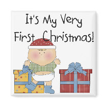 Boy and Presents 1st Christmas Tshirts and Gifts magnets by christmasshop Boy and Presents 1st Christmas Tshirts and Gifts magnets