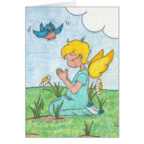 Boy Angel in Prayer cards