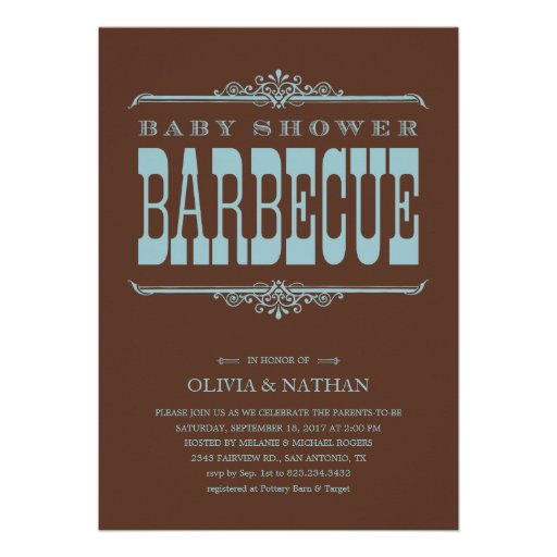 Boy Baby Shower BBQ Invitations