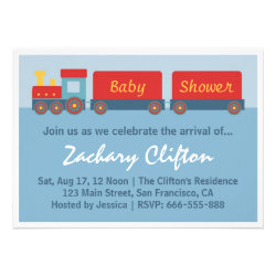 Boy Baby Shower - Colourful Choo Choo Train Custom Invitation