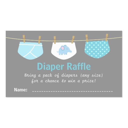 Boy Baby Shower, Cute Diaper Raffle Tickets Business Cards