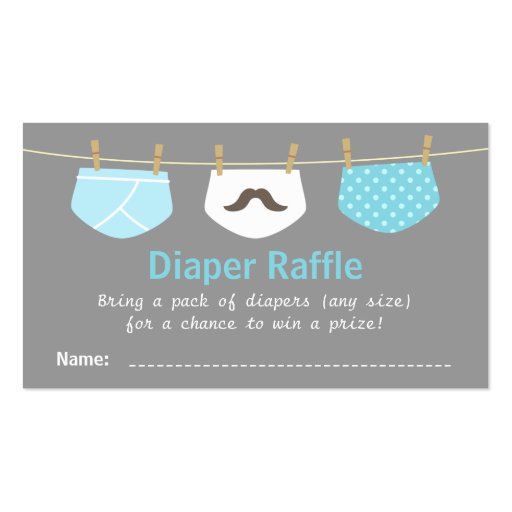 Boy Baby Shower, Cute Diaper Raffle Tickets Business Card (front side)