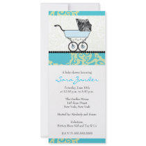 Boy Baby Shower Invitation - Baby Carriage