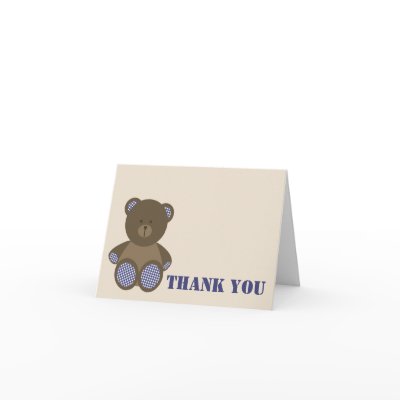 Boy Baby Shower Notecard - Blue Gingham Bear by JillsPaperie