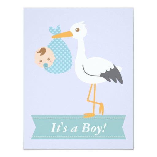Boy Baby Shower Stork Delivers Cute Baby Boy Card Zazzle