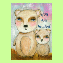 Boy Baby Shower Whimsical Bears Art invitations