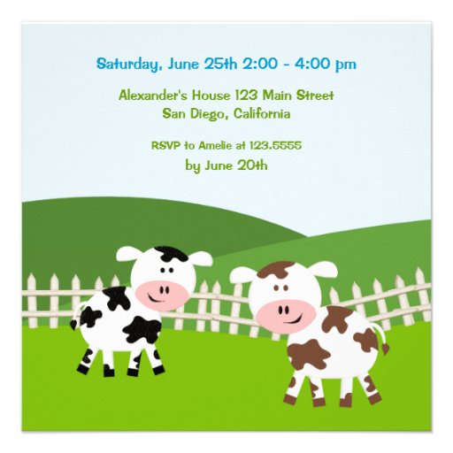 Boy Barnyard Farm Animals Birthday Invitations