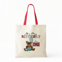 Boy Bear 1st Birthday Tshirts and Gifts Tote Bags