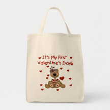Boy Bear 1st Valentine's Day Tshirts and Gifts Canvas Bags