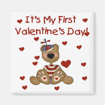 Boy Bear 1st Valentine's Day Tshirts and Gifts Fridge Magnets