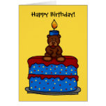 boy bear on birthday cake card