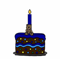 Boy bear on birthday cake photo sculptures