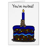 boy bear on cake birthday white background, You... Cards