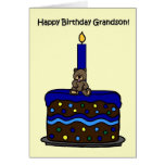 boy bear on cake grandson birthday card