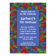 Boy Birthday Party - Building Blocks Custom Invitation