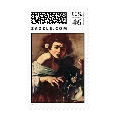 Boy Bitten By A Lizard By Michelangelo Merisi Da Postage Stamp by Artcollection