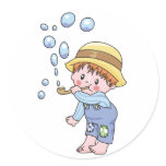 Boy Blowing Bubbles Stickers