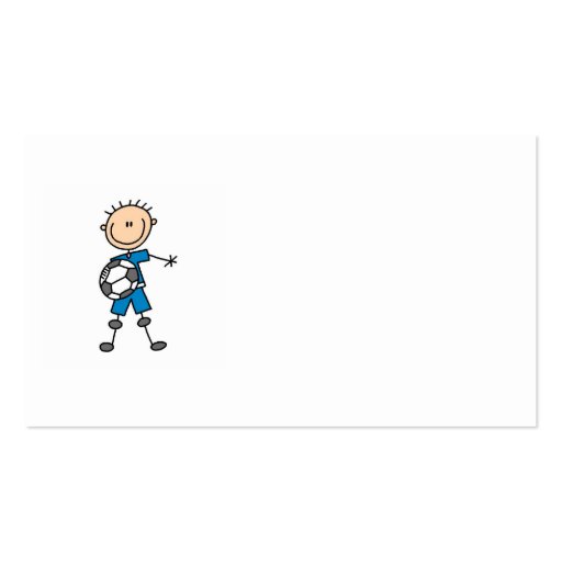 Boy Blue Uniform Stick Figure Soccer Player Gifts Business Card (back side)