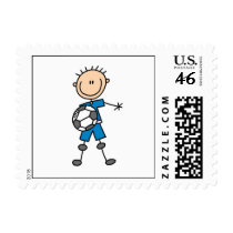 Boy Blue Uniform Stick Figure Soccer Player Gifts Stamps