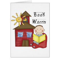Boy Book Worm Tshirts and Gifts cards