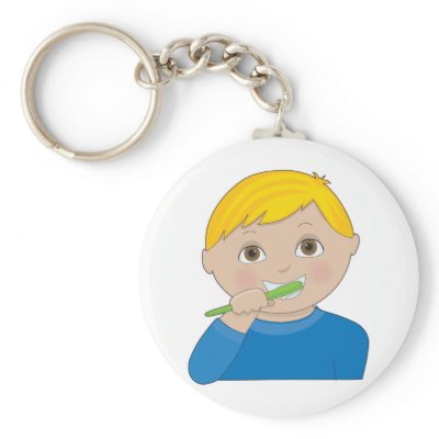 Boy Brushing Teeth Key Chain by mariabellimages