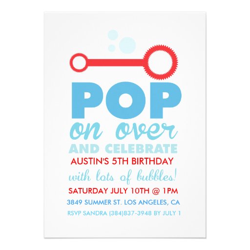 (Boy) Bubble Party Themed Birthday Invite