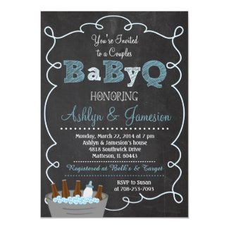 Boy Couples BabyQ BBQ Baby Shower Invitation 5" X 7" Invitation Card