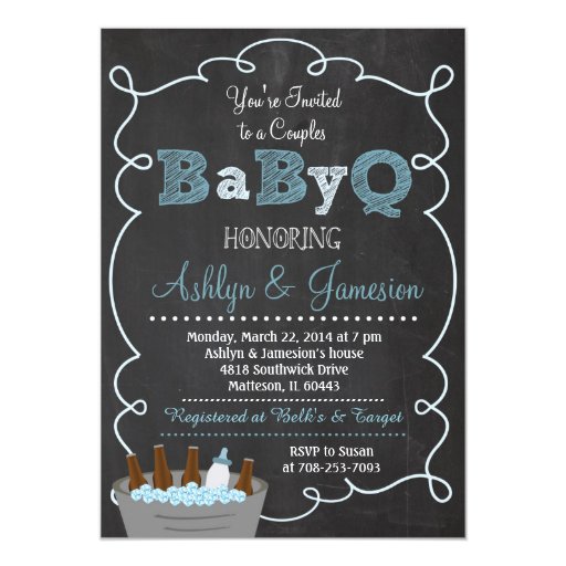 Boy Couples BabyQ BBQ Baby Shower Invitation 5" X 7" Invitation Card