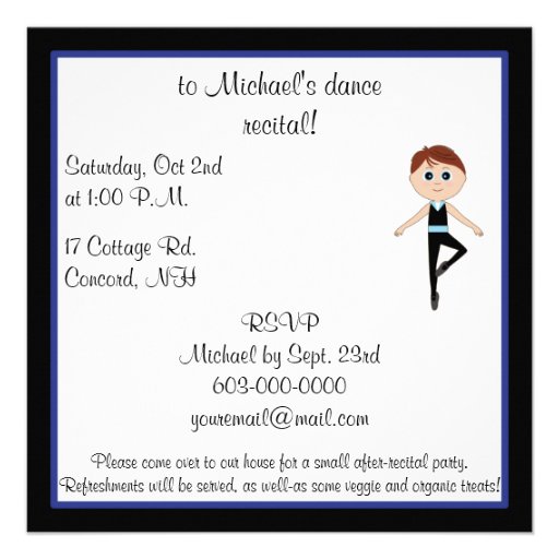 Boy Dancer: Dance Recital Invitation