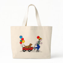 Boy, Dog, Wagon and Balloons copy Canvas Bag