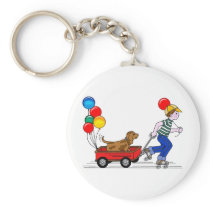 Boy, Dog, Wagon and Balloons copy Key Chains