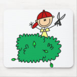 Boy Doing Yardwork Mousepad