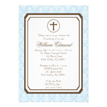 Boy Elegant Christening Invitation - Blue