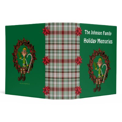 Boy Elf Wreath Holiday Photo Album Custom Binder by SmilinEyesTreasures