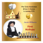 Boy First Birthday 1st Gentleman Prince Genius Custom Announcement