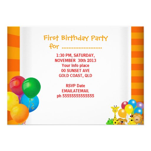 Boy First Birthday 1st Train Zoo Animals Party Custom Announcement