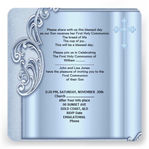 Boy First Holy Communion Blue Photo Confirmation 2 Announcements