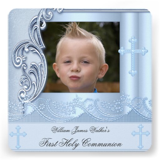 Boy First Holy Communion Blue Photo Confirmation 2 Announcements