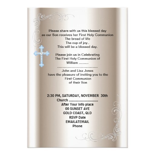 Boy First Holy Communion Sepia Blue Cards