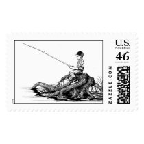 Boy Fishing   postage