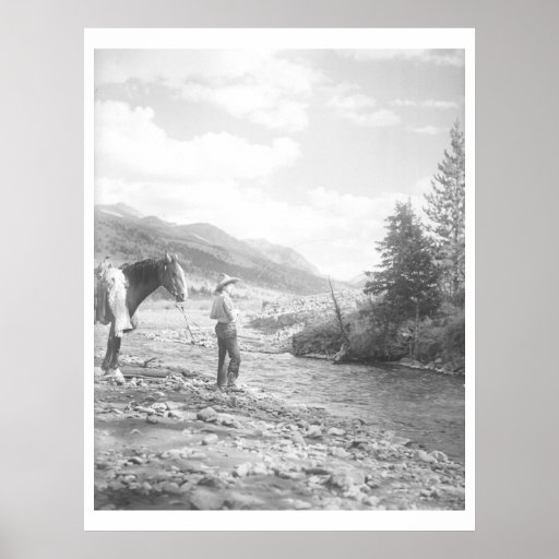 Boy fly fishing. poster