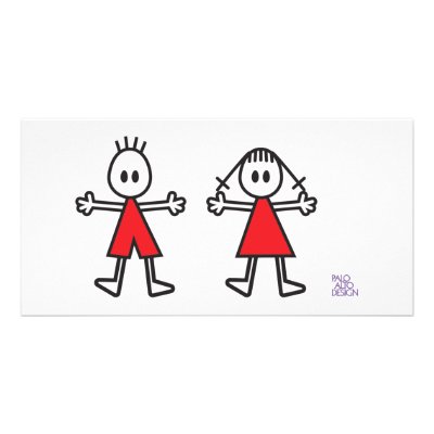 Boy & Girl in Red Personalized Photo Card by planetconnie