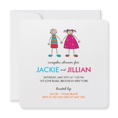 Boy + Girl = Love Couples Shower Custom Invitation by fat_fa_tin
