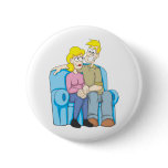 Boy Girl Sit on Couch Pinback Buttons