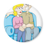 Boy Girl Sit on Couch Fridge Magnets