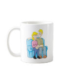 Boy Girl Sit on Couch Mug