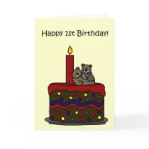 boy-girl twin bears on cake 1st birthday cards by littlemunchkins boy-girl twin bears on cake 1st birthday cards