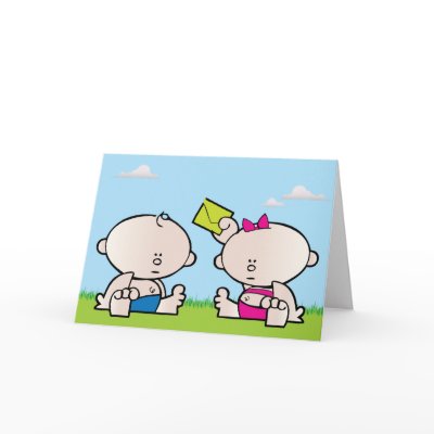 Boy Girl twin greeting card by mistyqe