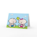 Boy Girl twin greeting card
