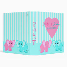 Boy/Girl Twins Baby Elephants Photo Binder